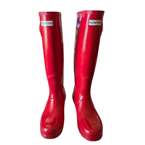 Hunter Red Rain Rubber Boots Original Gloss Size 6 Preppy Classic Outdoor - Picture 1 of 5